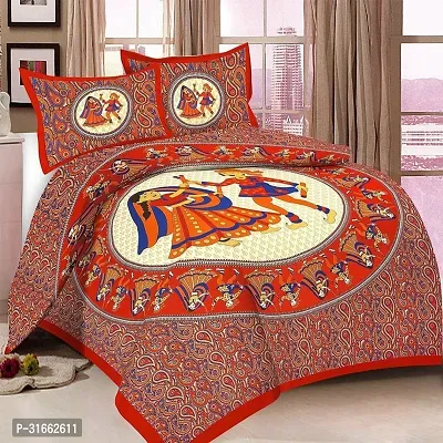 Comfortable Multicoloured Cotton Double 1 Bedsheet + 2 Pillowcovers