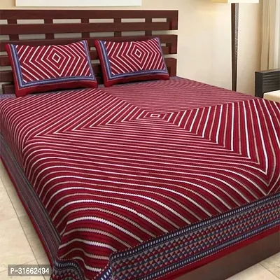 Comfortable Maroon Cotton Double 1 Bedsheet + 2 Pillowcovers-thumb2