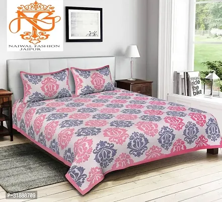 Comfortable Multicoloured Cotton Printed 1 Bedsheet + 2 Pillowcovers-thumb0