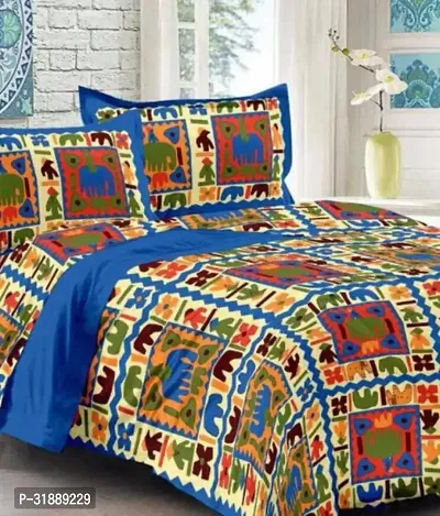 Comfortable Multicoloured Cotton Printed 1 Bedsheet + 2 Pillowcovers-thumb0