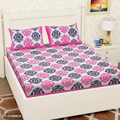 Comfortable Multicoloured Cotton Printed 1 Bedsheet + 2 Pillowcovers-thumb0