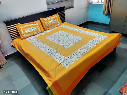 Comfortable Cotton Printed King Bedsheet With Pillow Covers-thumb3