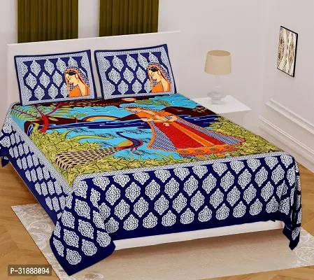 Comfortable Multicoloured Cotton Printed 1 Bedsheet + 2 Pillowcovers-thumb0