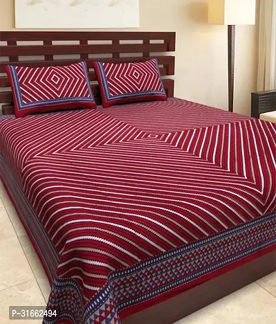 Comfortable Maroon Cotton Double 1 Bedsheet + 2 Pillowcovers-thumb0