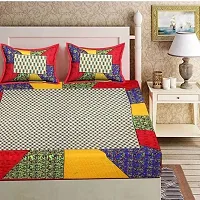 Comfortable Multicoloured Cotton Printed 1 Bedsheet + 2 Pillowcovers-thumb1