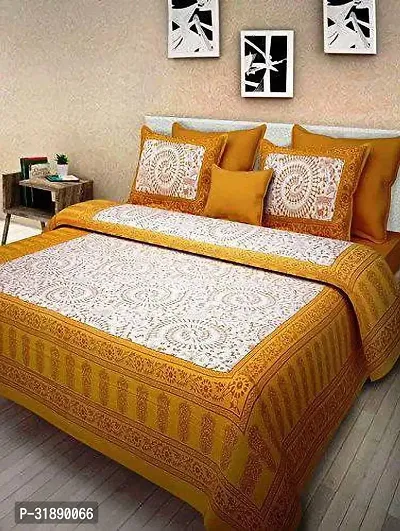 Comfortable Multicoloured Cotton Printed 1 Bedsheet + 2 Pillowcovers-thumb3