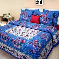 Comfortable Multicoloured Cotton Printed 1 Bedsheet + 2 Pillowcovers-thumb1