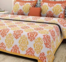 Comfortable Multicoloured Cotton Printed 1 Bedsheet + 2 Pillowcovers-thumb1