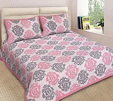 Comfortable Multicoloured Cotton Printed 1 Bedsheet + 2 Pillowcovers-thumb1