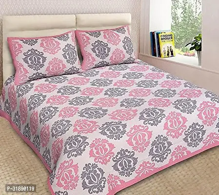 Comfortable Multicoloured Cotton Printed 1 Bedsheet + 2 Pillowcovers-thumb2