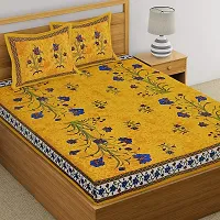 Comfortable Yellow Cotton Double 1 Bedsheet + 2 Pillowcovers-thumb1