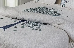 Comfortable Grey Cotton Double 1 Bedsheet + 2 Pillowcovers-thumb1