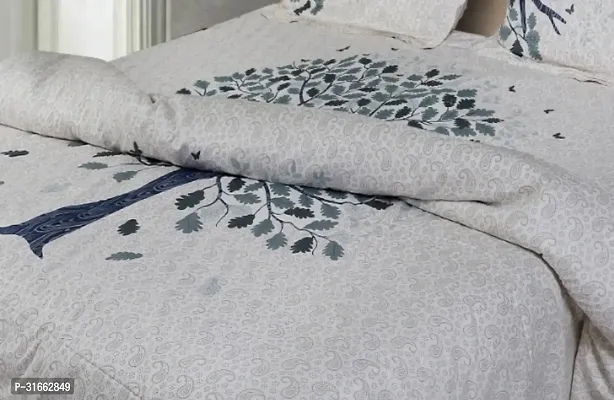 Comfortable Grey Cotton Double 1 Bedsheet + 2 Pillowcovers-thumb2