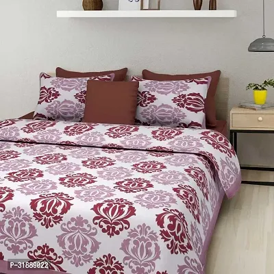 Comfortable Multicoloured Cotton Printed 1 Bedsheet + 2 Pillowcovers