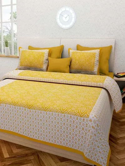 Printed Cotton Double Bedsheet with 2 Pillow Cover