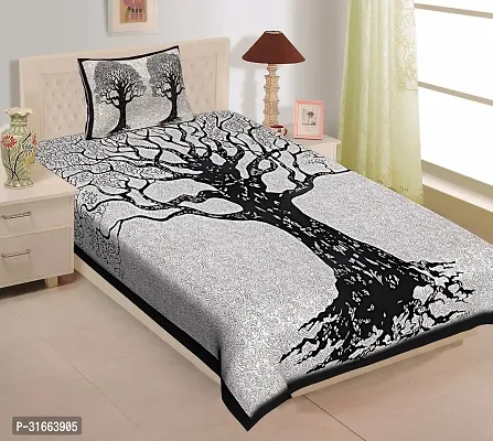 Comfortable Black Cotton Single 1 Bedsheet + 1 Pillowcover