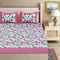 Comfortable Multicoloured Cotton Printed 1 Bedsheet + 2 Pillowcovers-thumb1