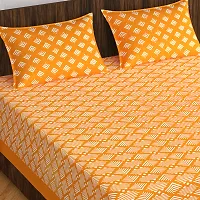 Comfortable Orange Cotton Double 1 Bedsheet + 2 Pillowcovers-thumb1