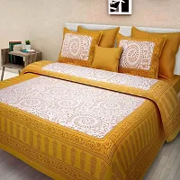 Comfortable Multicoloured Cotton Printed 1 Bedsheet + 2 Pillowcovers-thumb1