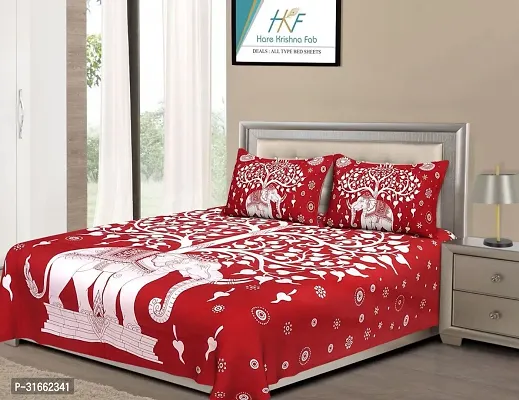 Comfortable Red Cotton Double 1 Bedsheet + 2 Pillowcovers-thumb0