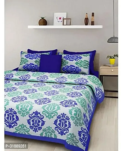 Comfortable Multicoloured Cotton Printed 1 Bedsheet + 2 Pillowcovers