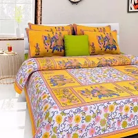 Comfortable Multicoloured Cotton Printed 1 Bedsheet + 2 Pillowcovers-thumb1