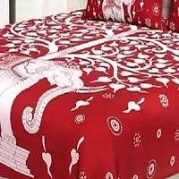 Comfortable Red Cotton Printed 1 Bedsheet + 2 Pillowcovers-thumb1