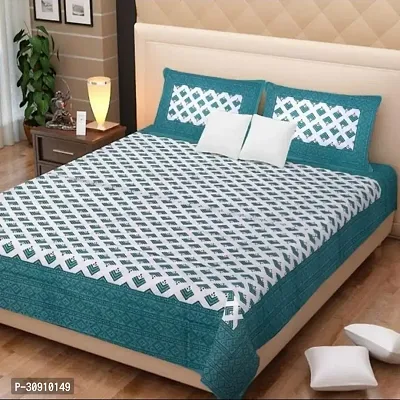 Comfortable Cotton Printed King Bedsheet With Pillow Covers-thumb0