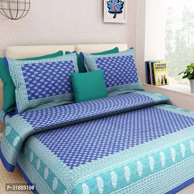 Comfortable Multicoloured Cotton Printed 1 Bedsheet + 2 Pillowcovers-thumb0