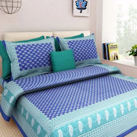 Printed Glace Cotton Double Bedsheet