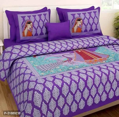 Comfortable Multicoloured Cotton Printed 1 Bedsheet + 2 Pillowcovers-thumb2