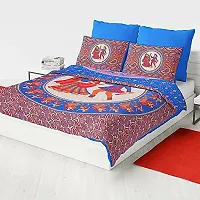 Comfortable Multicoloured Cotton Printed 1 Bedsheet + 2 Pillowcovers-thumb2