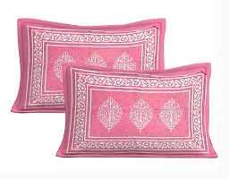 Comfortable Pink Cotton Printed 1 Bedsheet + 2 Pillowcovers-thumb2