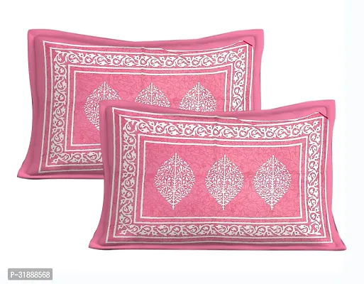 Comfortable Pink Cotton Printed 1 Bedsheet + 2 Pillowcovers-thumb3