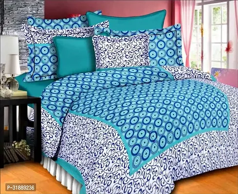 Comfortable Multicoloured Cotton Printed 1 Bedsheet + 2 Pillowcovers-thumb0