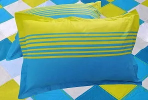 Comfortable Multicoloured Cotton Double 1 Bedsheet + 2 Pillowcovers-thumb1