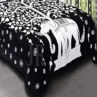 Comfortable Black Cotton Printed 1 Bedsheet + 2 Pillowcovers-thumb1