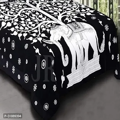 Comfortable Black Cotton Printed 1 Bedsheet + 2 Pillowcovers-thumb2