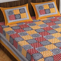 Stylish Multicoloured Cotton Printed 1 Bedsheet 2 Pillowcovers For Double Bed-thumb1