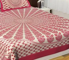 Comfortable Multicoloured Cotton Printed 1 Bedsheet + 2 Pillowcovers-thumb1