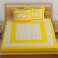 Comfortable Multicoloured Cotton Double 1 Bedsheet + 2 Pillowcovers-thumb1