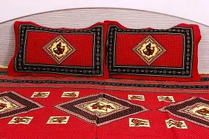 Stylish Red Cotton Printed 1 Bedsheet 2 Pillowcovers For Double Bed-thumb1