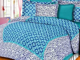 Comfortable Multicoloured Cotton Printed 1 Bedsheet + 2 Pillowcovers-thumb1