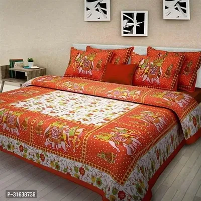 Stylish Cotton Double 1 Bedsheet + 2 Pillowcovers