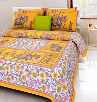 Comfortable Multicoloured Cotton Printed 1 Bedsheet + 2 Pillowcovers-thumb1