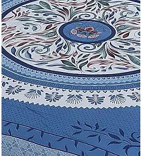 Comfortable Blue Cotton Printed 1 Bedsheet + 2 Pillowcovers-thumb1