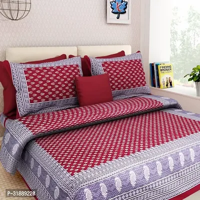 Comfortable Multicoloured Cotton Printed 1 Bedsheet + 2 Pillowcovers