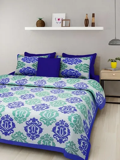 Cotton Printed King Size Bedsheet with 2 Pillow Covers