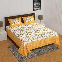 Comfortable Multicoloured Cotton Printed 1 Bedsheet + 2 Pillowcovers-thumb1