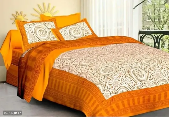 Comfortable Multicoloured Cotton Printed 1 Bedsheet + 2 Pillowcovers